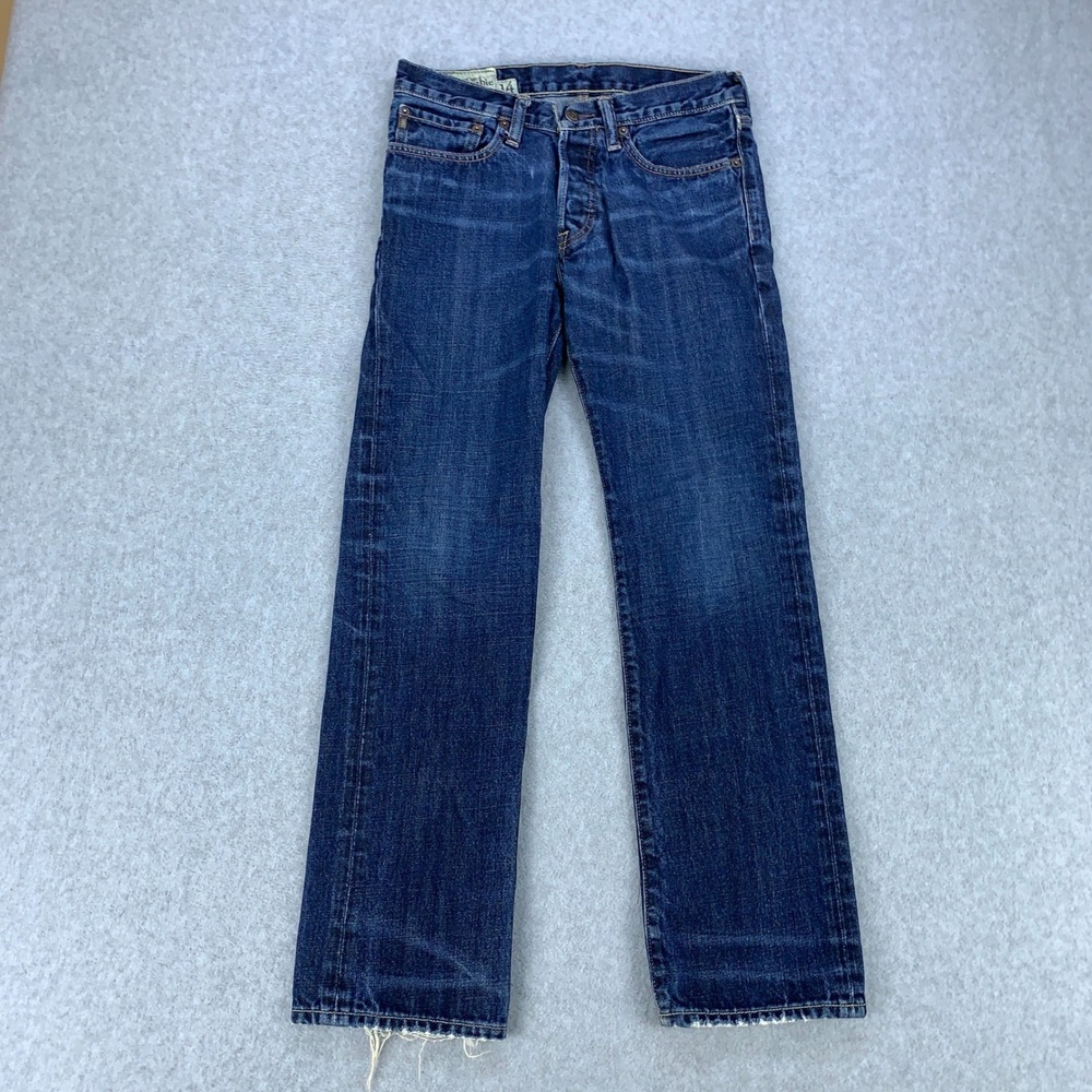 Abercrombie Remsen Jeans Boys 14 Blue Low Rise Slim Straight Button Fly Denim